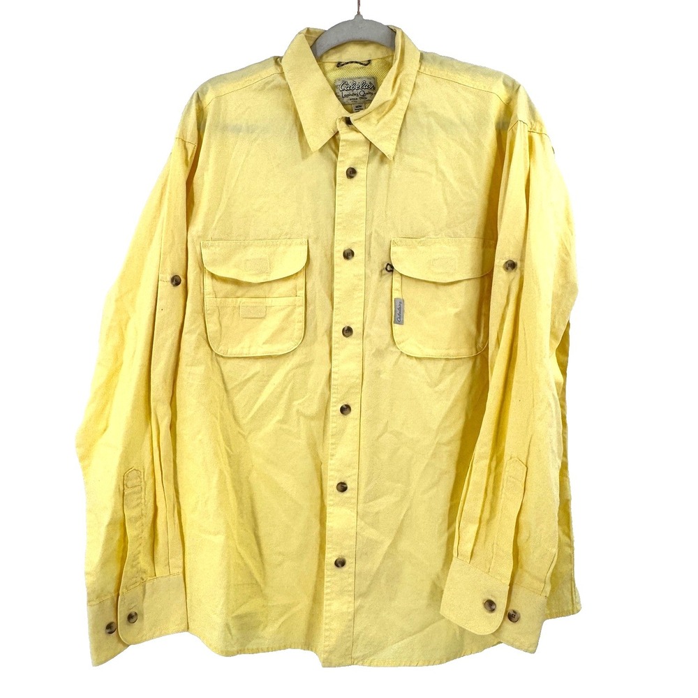 NEW Cabela's‎ Mesh Vented Fishing Outdoor Shirt Men's Medium Yellow Long Sleeve